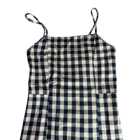 VINTAGE Handmade Dark Gingham Wiggle Dress - Size M
