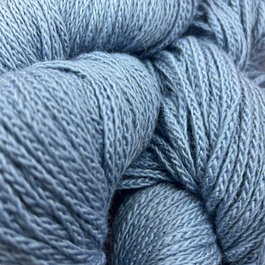 Cascade Cloud yarn in light grey-blue (Color 2133), bundle of 3 hanks made from Merino and Baby Alpaca blend. close up color