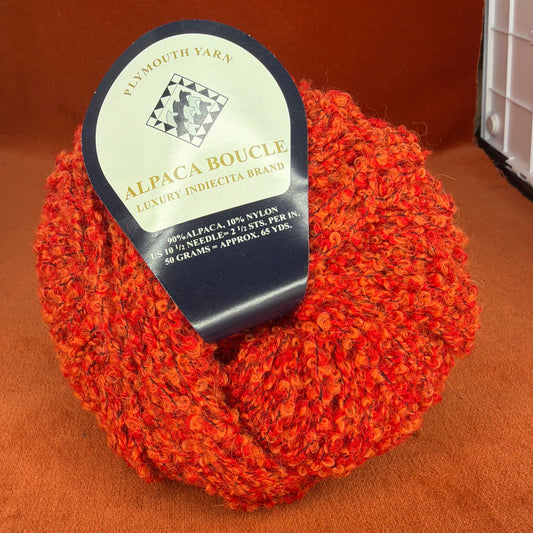 Alpaca Boucle Plymouth Yarn Col. 17 Red/Orange (2 Balls) front