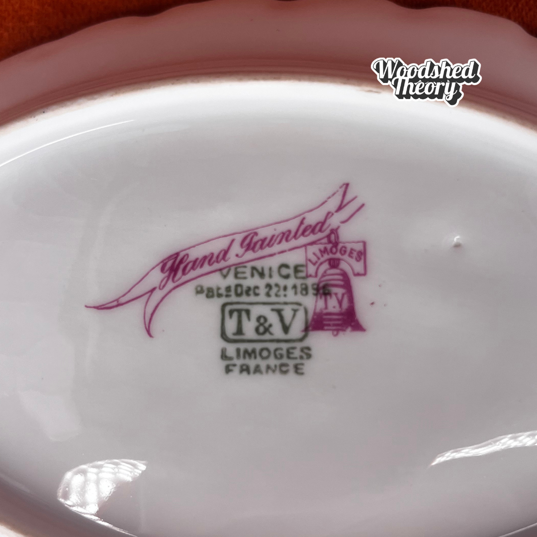 Antique Limoges Hand Painted Plate – Red Currants & White Flowers, Gold Rim, Signed Koby (1896 T&V) makers mark