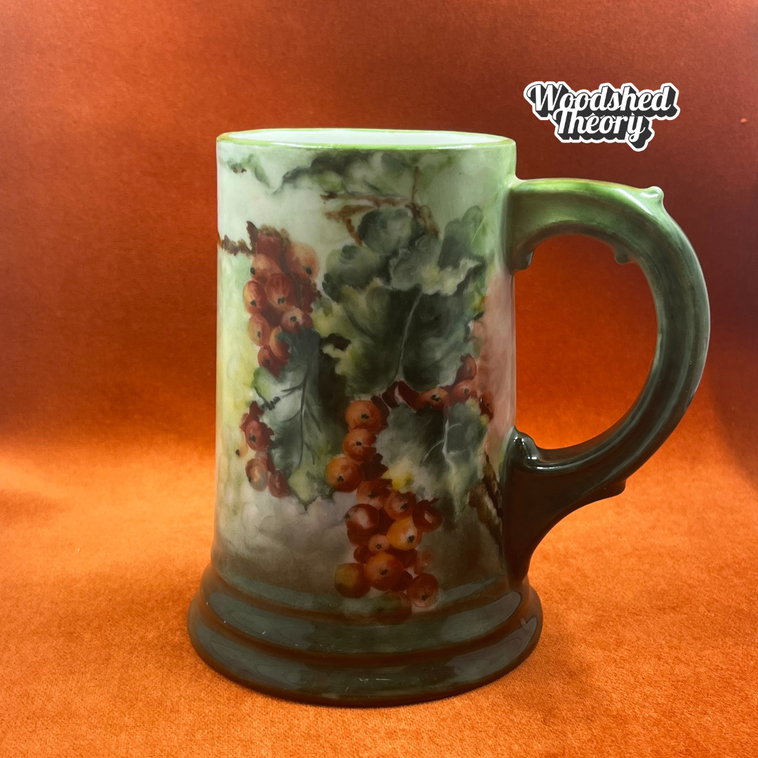 Antique Rosenthal Bavarian Beer Tankard – Hand Painted Red Currants, Early 20th Century right side