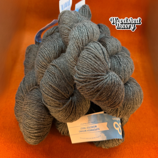 Cloudborn Fibers Superwash Merino Worsted Twist in Charcoal Heather (Bundle of 6 Hanks) front