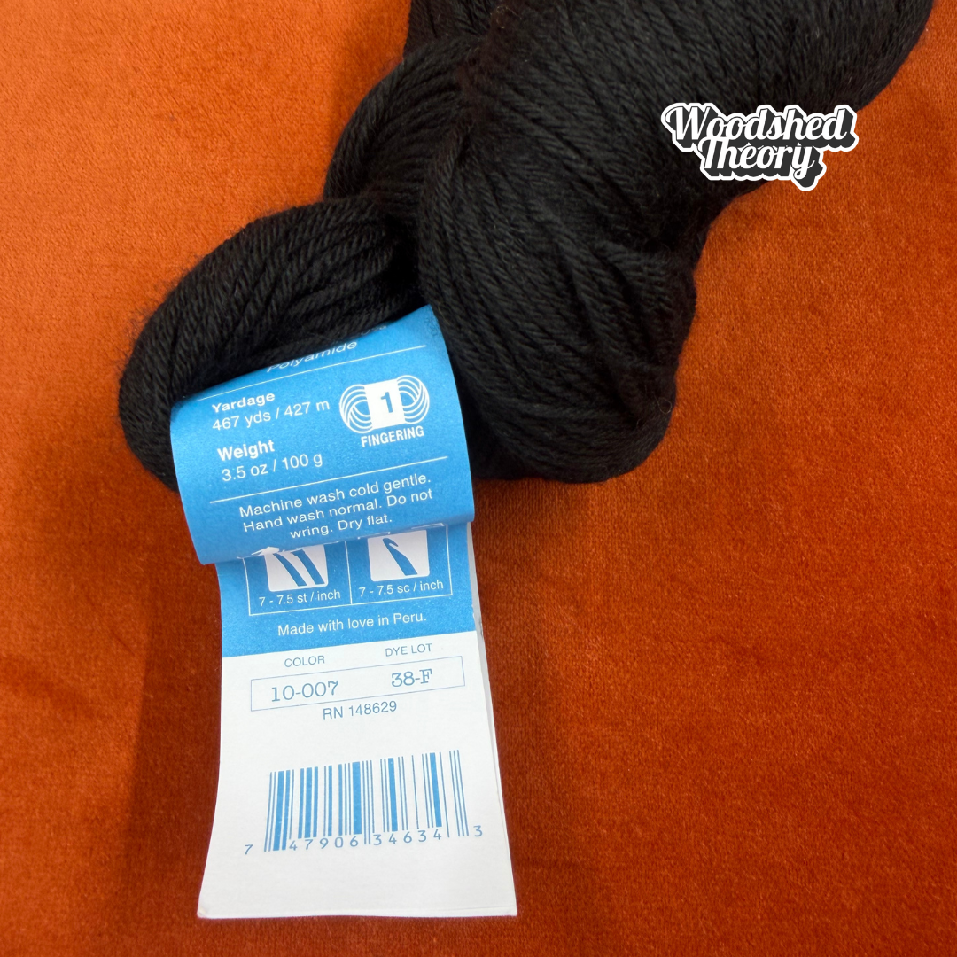 Cloudborn Fibers Superwash Sock Twist in Black - 1 Hank tag