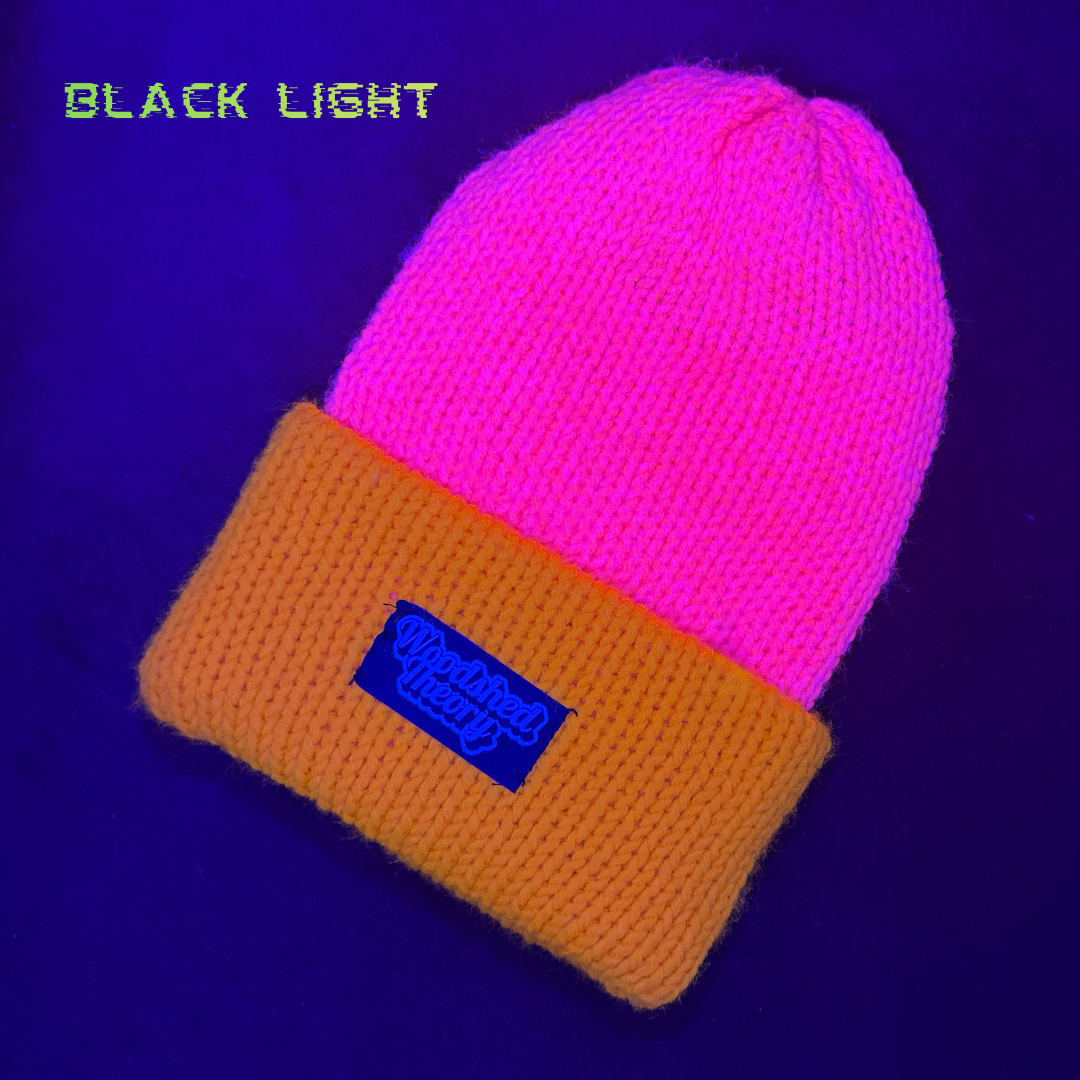 Neon Mix Pink/Orange Logo Beanie uv black light