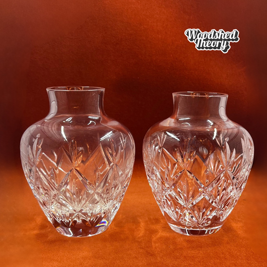 Pair of Tiffany & Co Sybil 6” crystal cut flower vases, retired collectible set