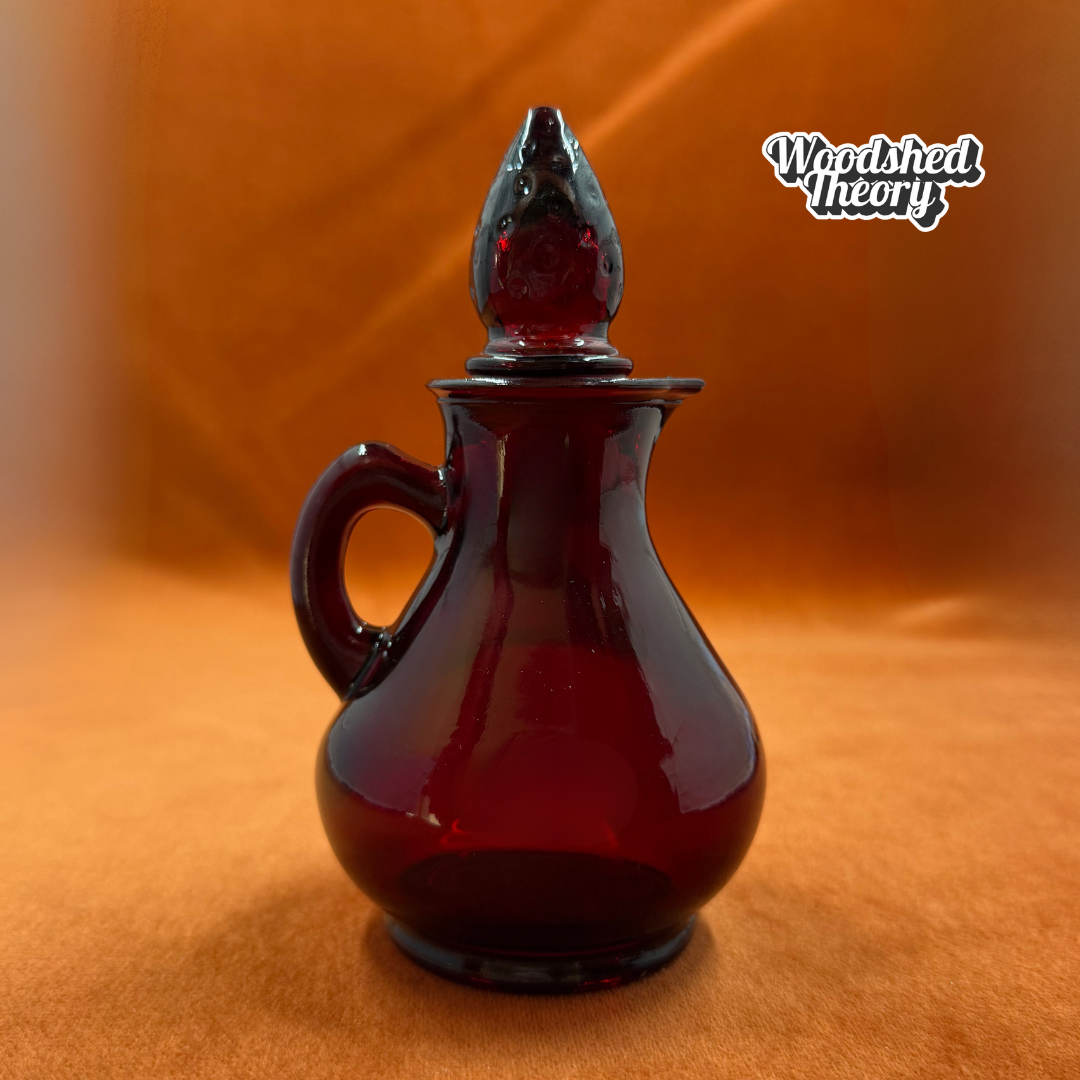 Vintage Avon Ruby Red Miniature Strawberry Topped Small Pitcher EMPTY