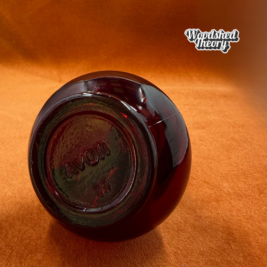 Vintage Avon Ruby Red Miniature Strawberry Topped Small Pitcher bottom logo