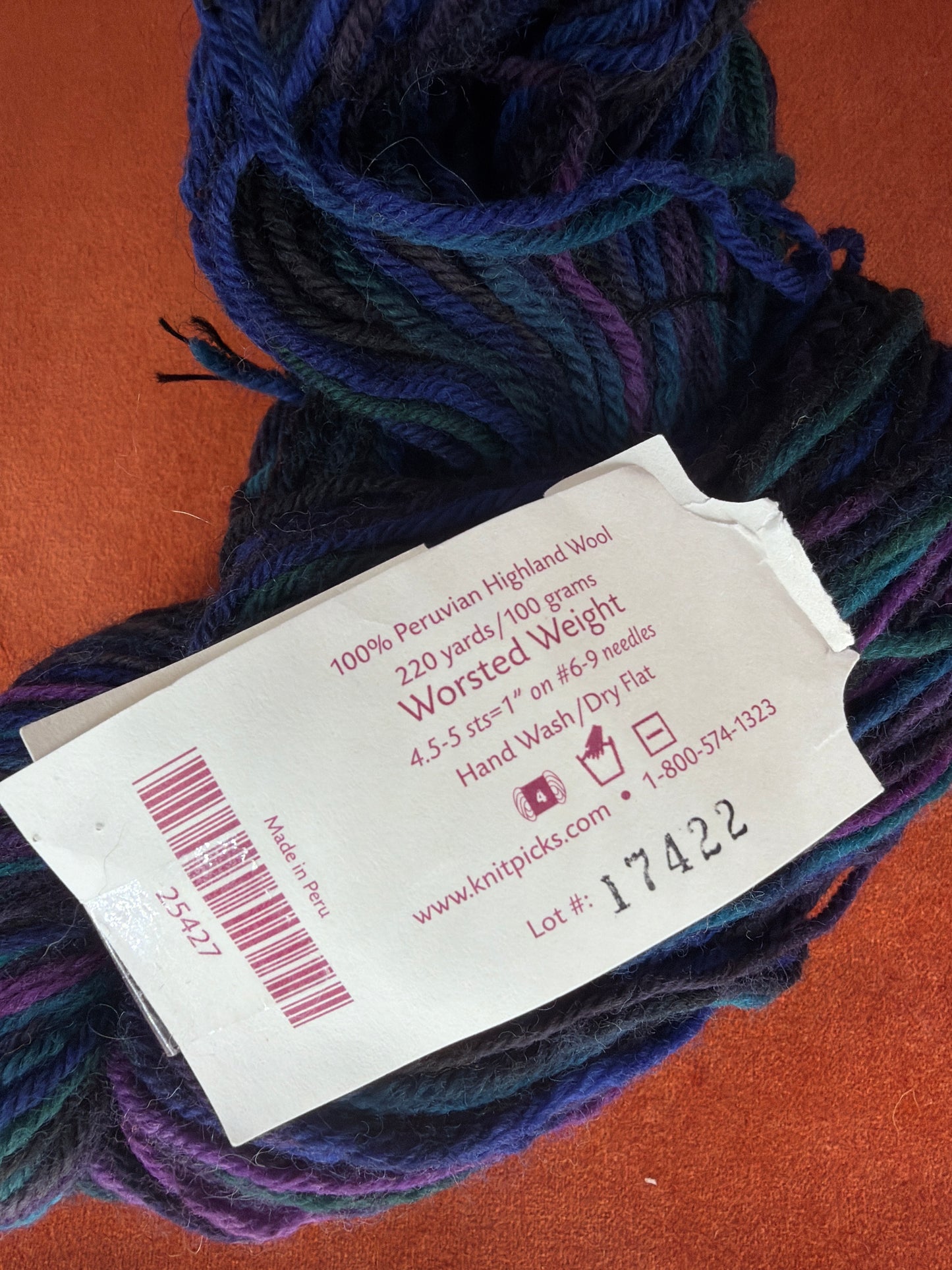 Wool of the Andes Knit Picks Nevermore Tonal back of tag