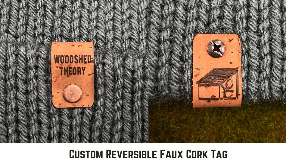 Custom Reversible Faux Cork Tag
woodshed theory logo