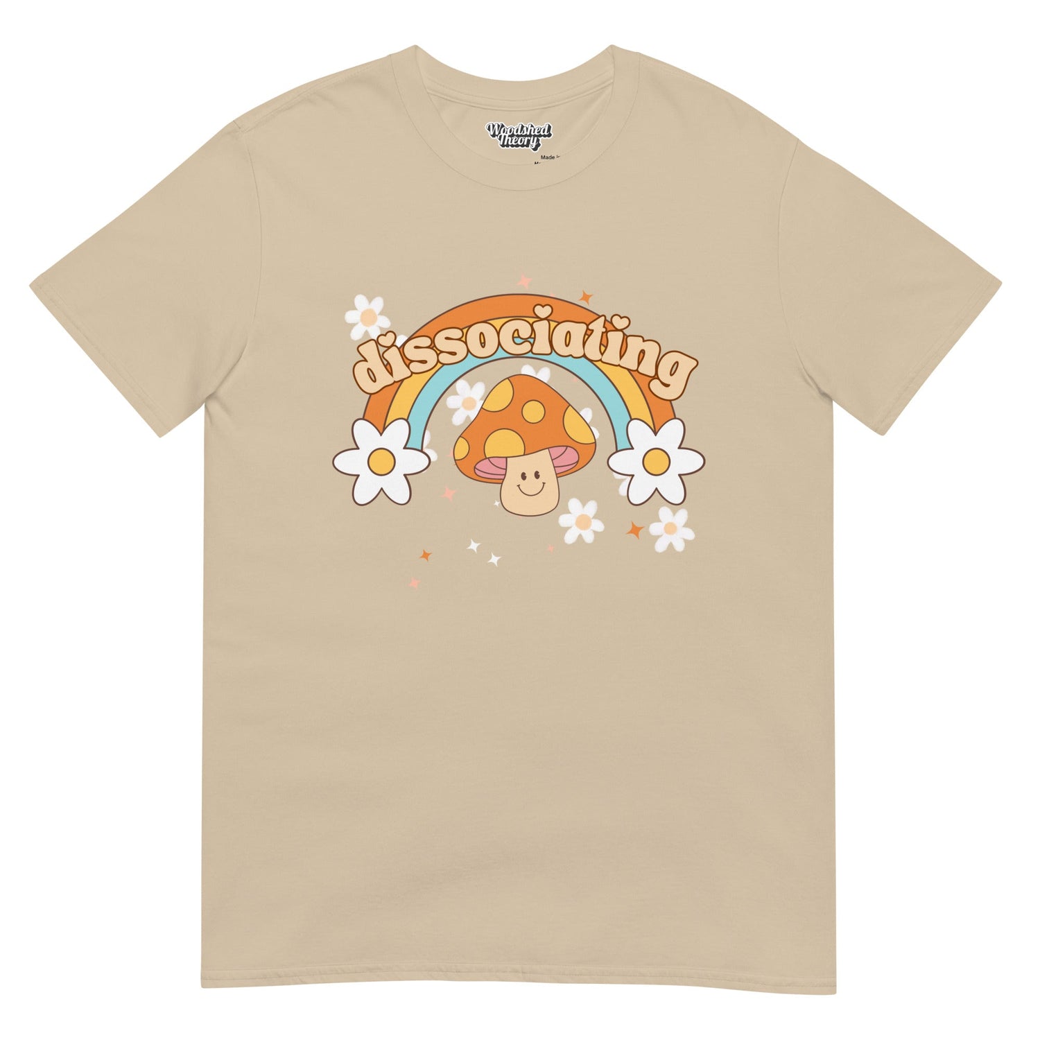 Graphic neurodivergent t-shirts with autism and ADHD affirming slogans full spectrum t-shirt front with rainbow