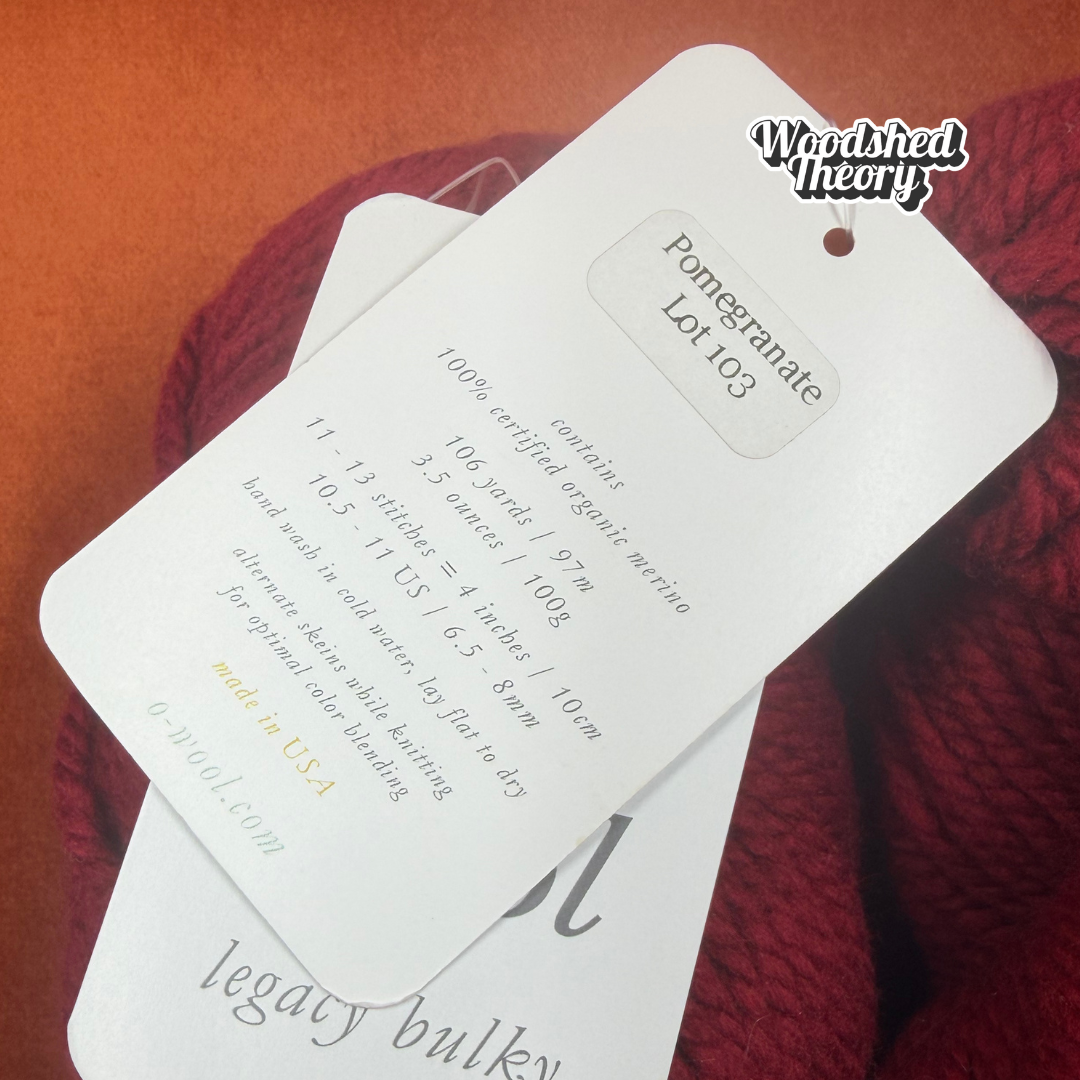 100% Organic Merino O-Wool Legacy Bulky in Pomegranate Lot 103 | Bundle of 2 Hanks tag