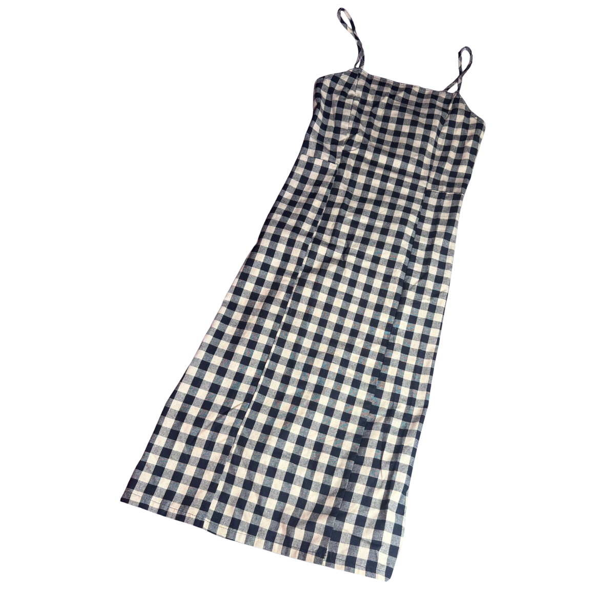 VINTAGE Handmade Dark Gingham Wiggle Dress - Size M