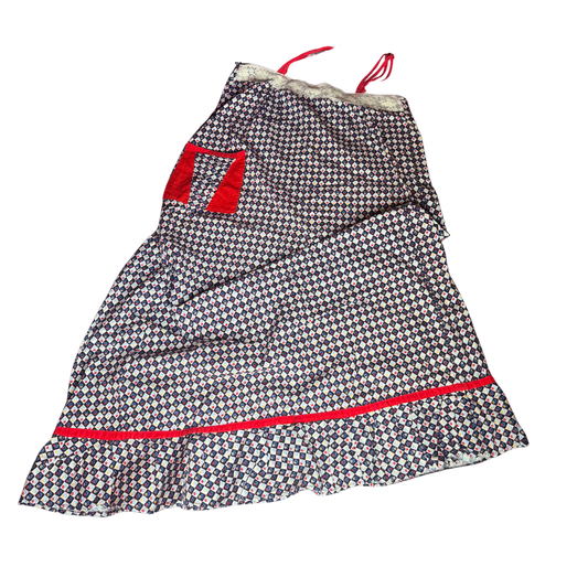 VINTAGE Handmade Flower Check House Dress Size L