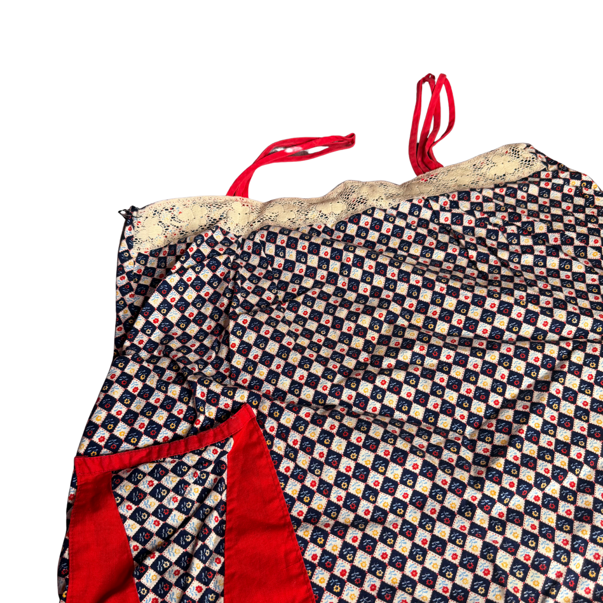 VINTAGE Handmade Flower Check House Dress Size L