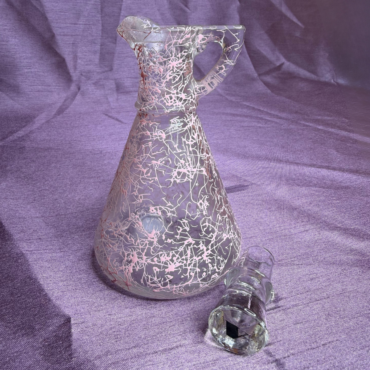 MCM Hazel Atlas Pink Splatter Vinegar Curet Bottle