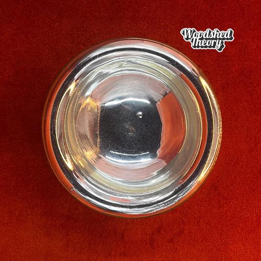 Silver mercury glass candy bowl with reflective finish, vintage mod serving dish made in India top down 
