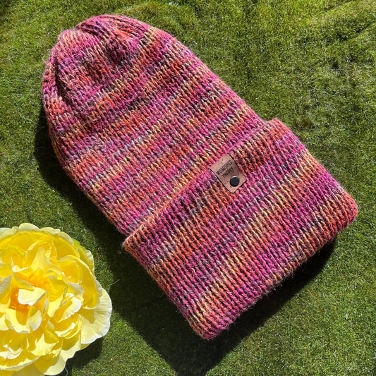 Spring Mix Fibers Basic Beanie in Poppy Waves