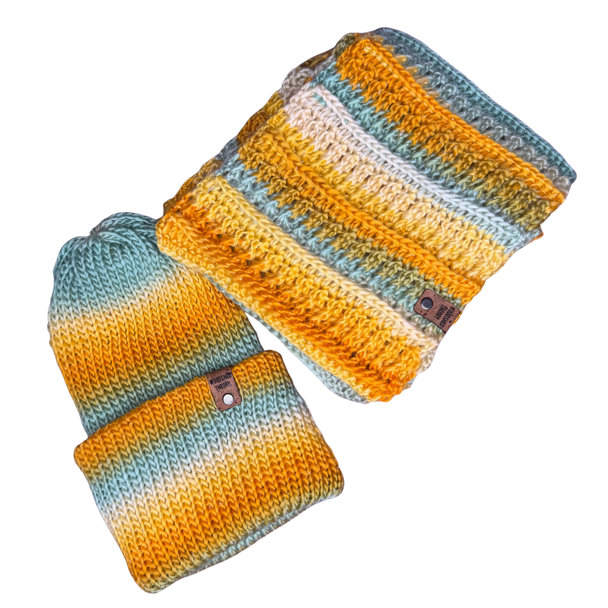 Sunflower Sunset Sparkle Hat and Crochet Super Scarf Set