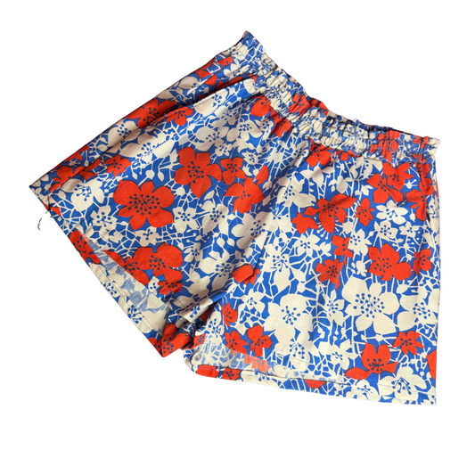 Play Shorts Pockets Red White Blue Floral Size L