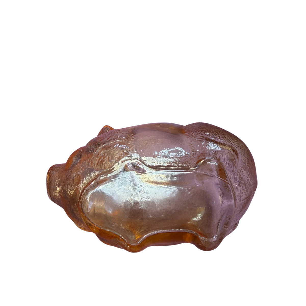 Amber Carnival Glass Smash Piggy Bank from Indiana Glass bottom