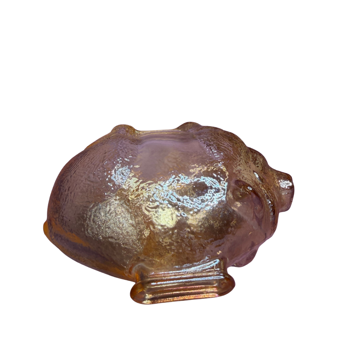 Amber Carnival Glass Smash Piggy Bank from Indiana Glass 