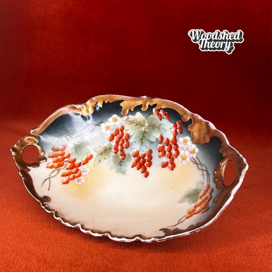 Antique Limoges Hand Painted Plate – Red Currants & White Flowers, Gold Rim, Signed Koby (1896 T&V) front
