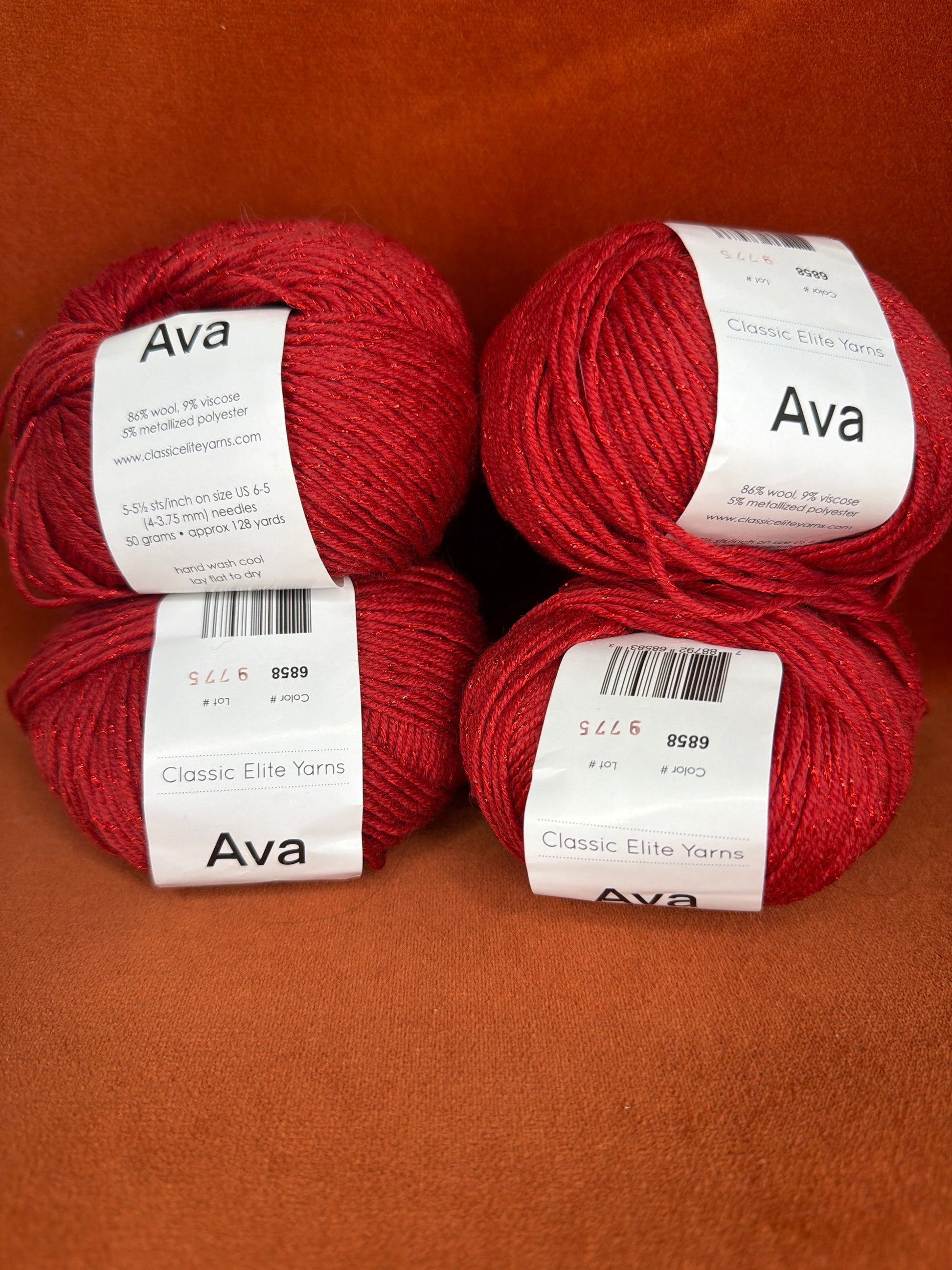 Ava Classic Elite Yarns Col. 5858 Red (4 Balls) all 