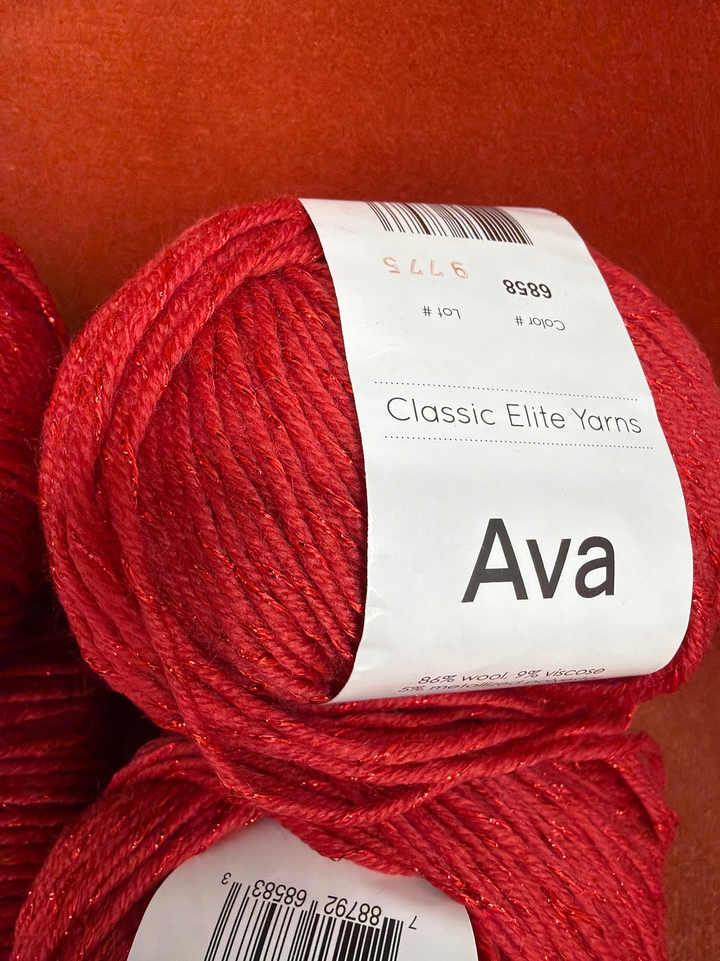 Ava Classic Elite Yarns Col. 5858 Red (4 Balls) close up 