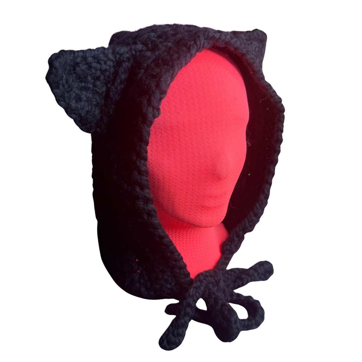 Black Cat Hood (100% Wool)