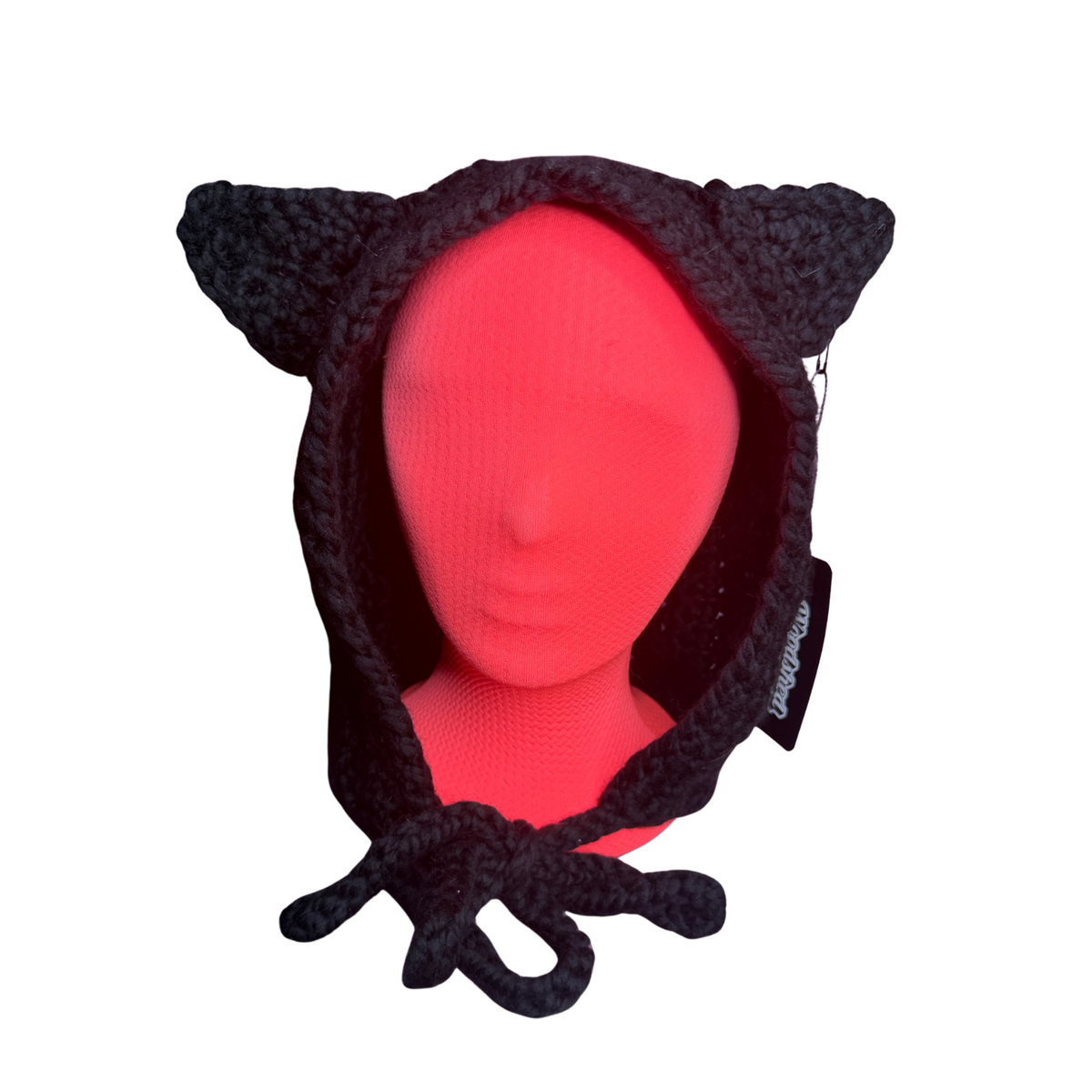 Black Cat Hood (100% Wool) front