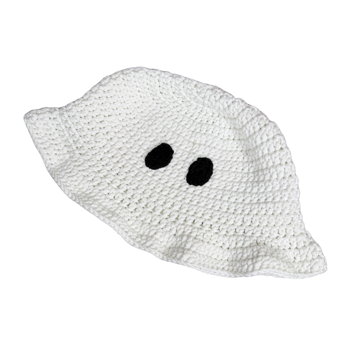 "Boo" Glow in the Dark Ghost Bucket Hat flat front