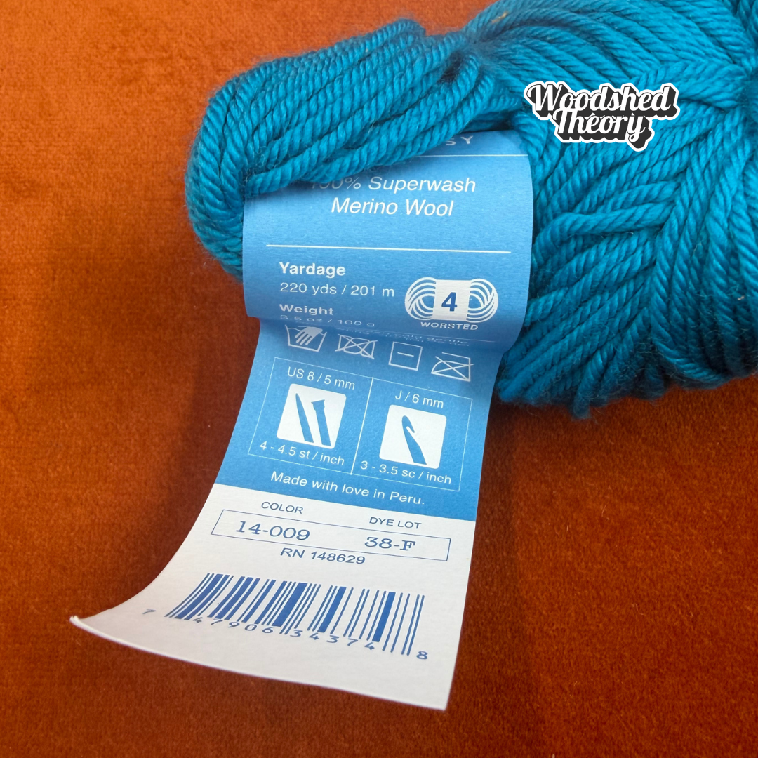 Cloudborn Fibers Superwash Merino Twist in Lagoon - 1 Hank back of tag