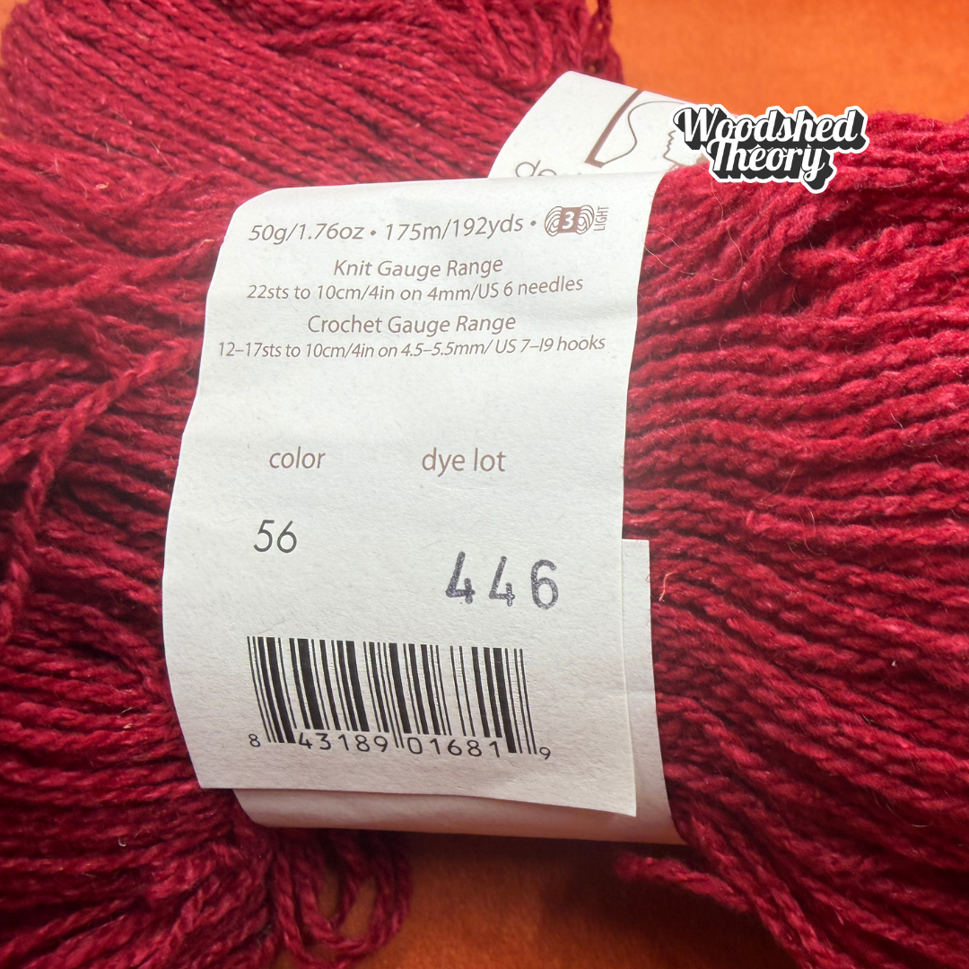 Elsebeth Lavold Designer's Choice Silk Wool Col 56 Bristol Red (2 Balls) close up label