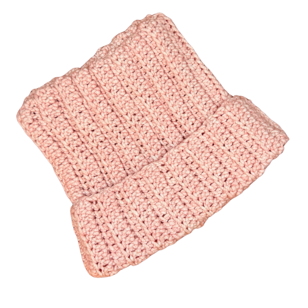 Glow in the Dark Cat Ears Crochet Beanie | Pink top down back