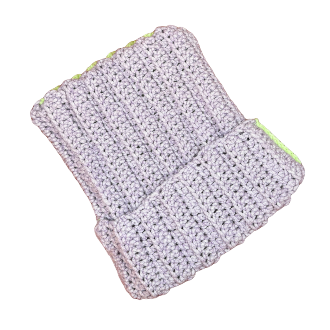 Glow in the Dark Cat Ears Crochet Beanie | Purple and Green