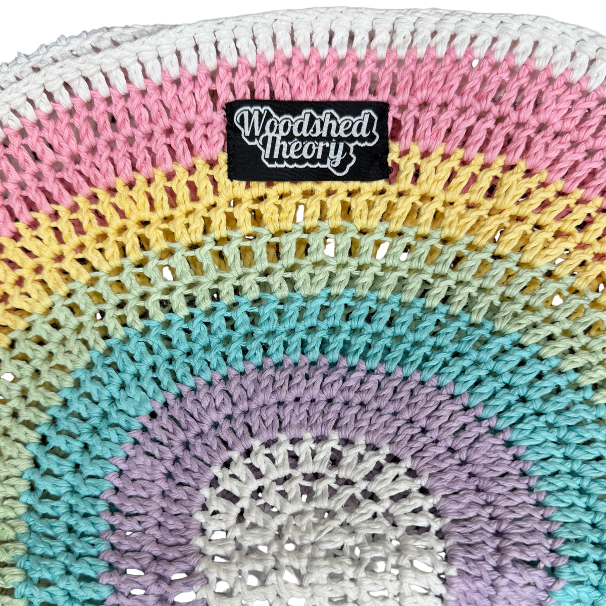 Over the Rainbow Cotton Crochet Clutch close up