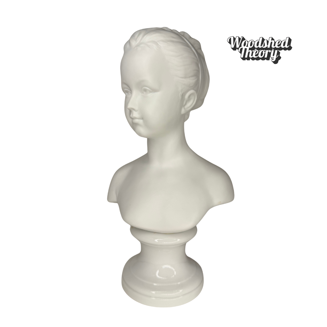 Pair of Limoge Style Bisque Bust Sculptures Andrea by Sadek - Boy and Girl girl side front