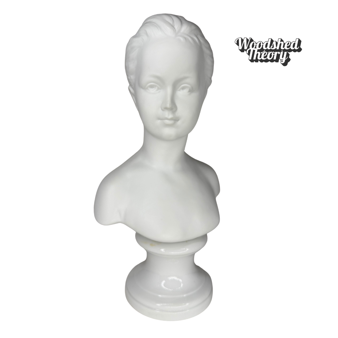 Pair of Limoge Style Bisque Bust Sculptures Andrea by Sadek - Boy and Girl front girl
