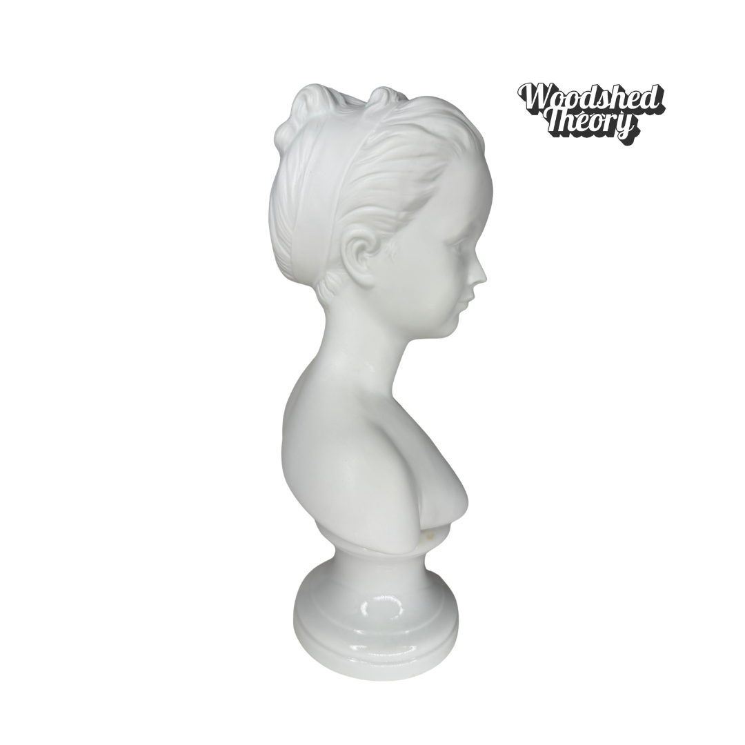 Pair of Limoge Style Bisque Bust Sculptures Andrea by Sadek - Boy and Girl side profile girl