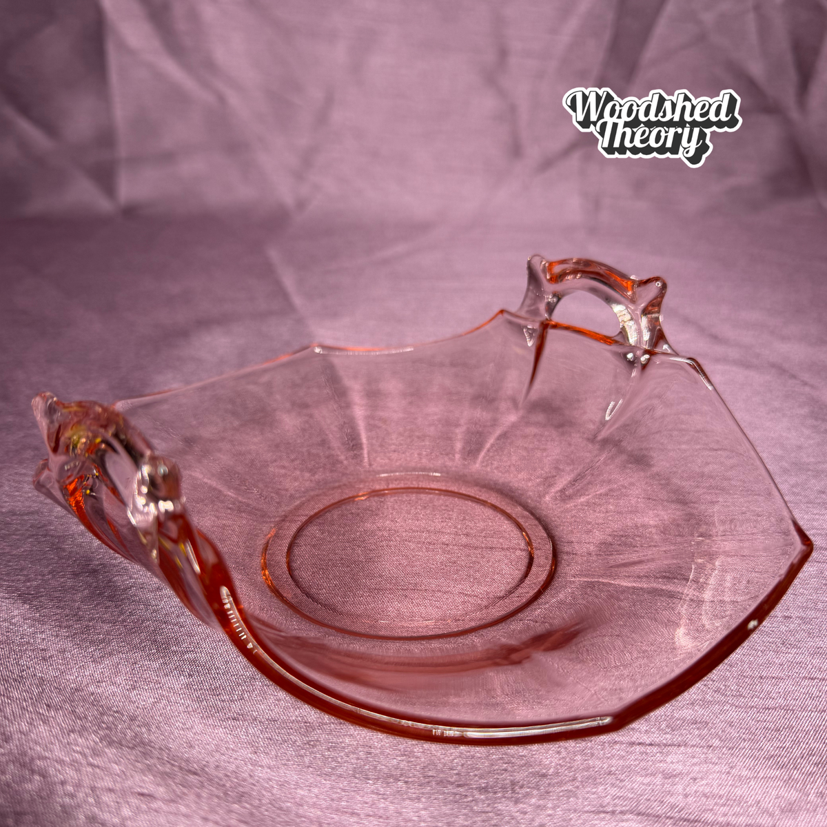 Pink Depression Glass Candy Dish with Handles