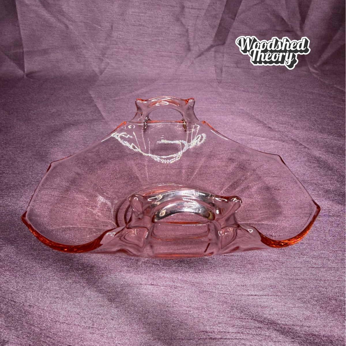 Pink Depression Glass Candy Dish with Handles