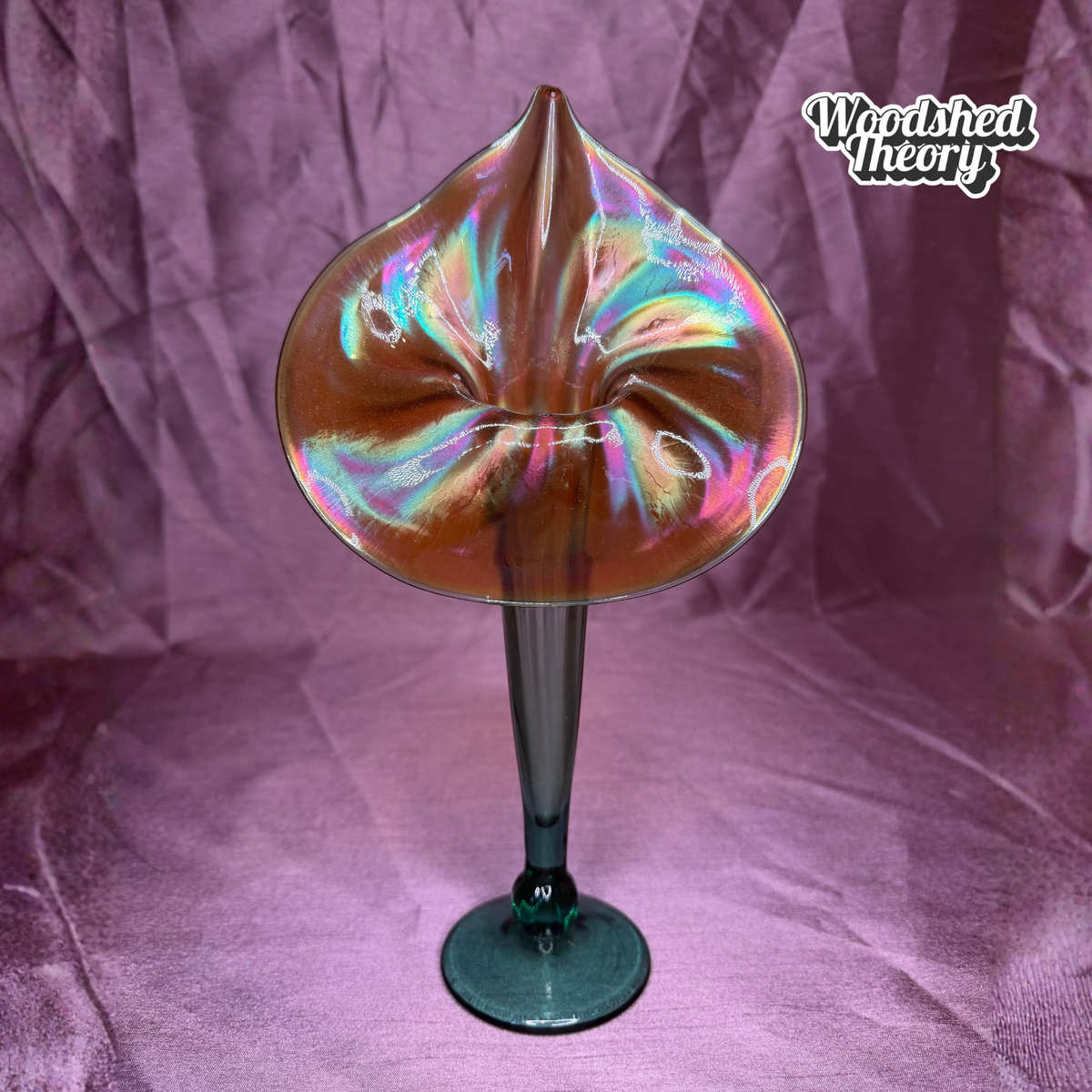 Rick Strini Jack in the Pulpit Handblown Vase with Green Base 11' - Signed