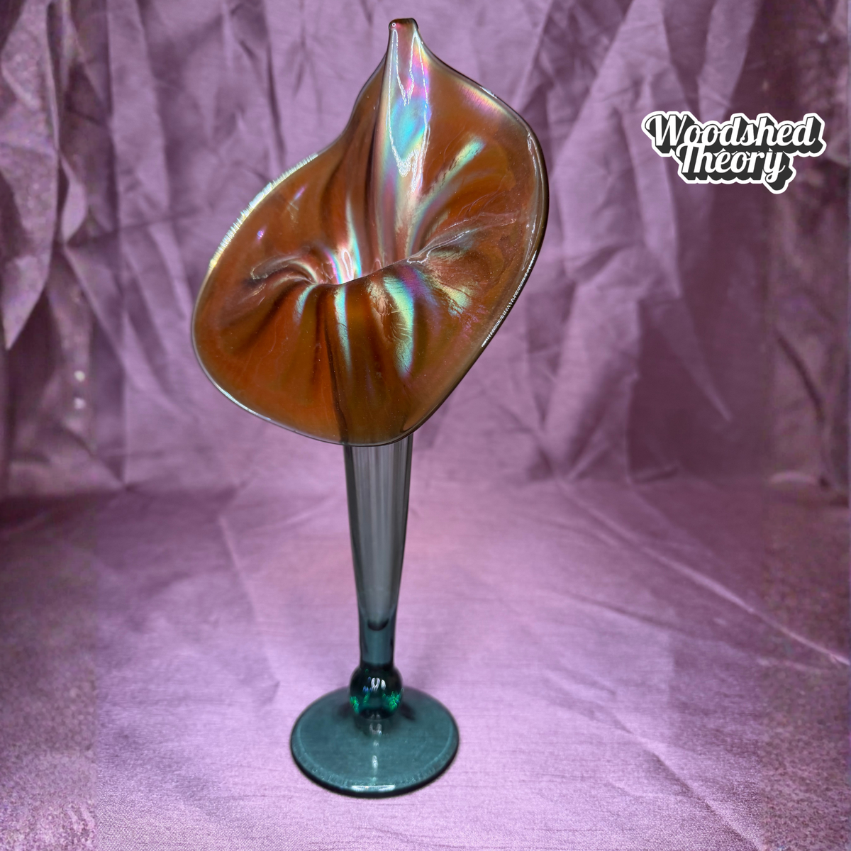 Rick Strini Jack in the Pulpit Handblown Vase with Green Base 11' - Signed profile