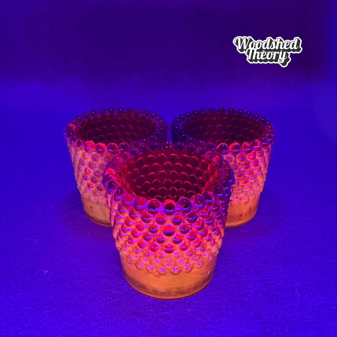 Set of Three Cadmium Votive Candle Holders