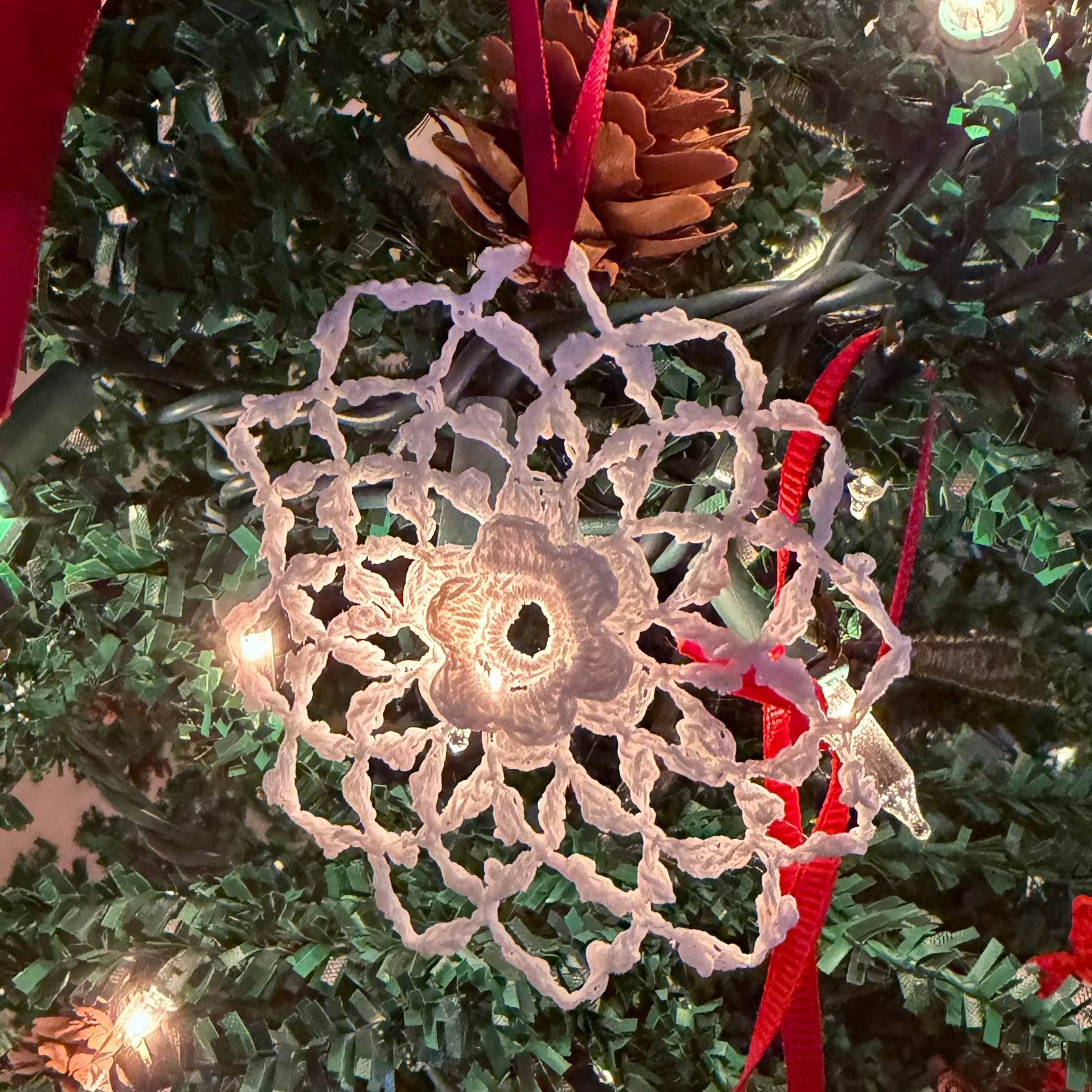 Small Sugar Starched Doily Floral Ornament