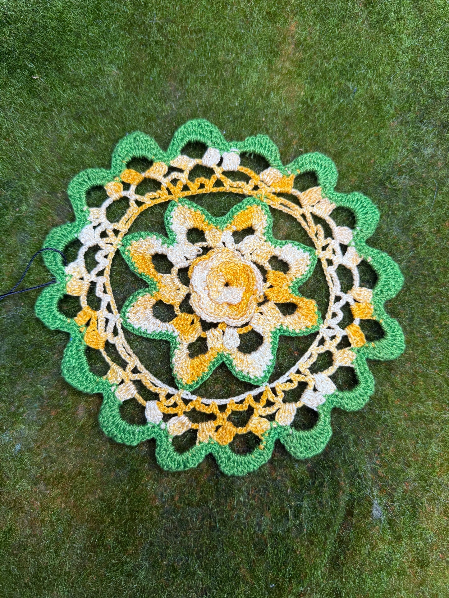 Small Yellow Floral Doily front