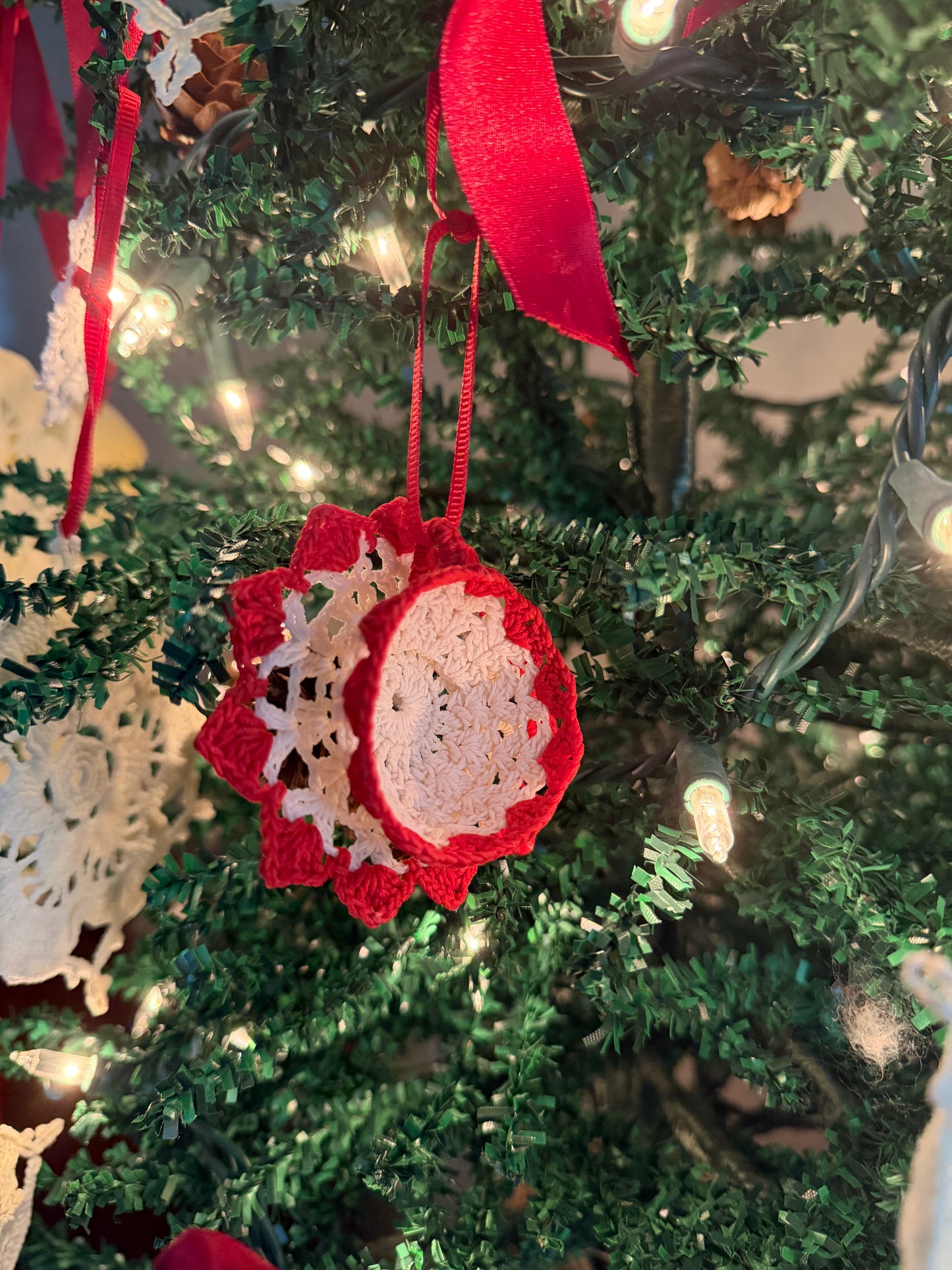 Sugar Starched Crocheted Tea-Cup Ornament
