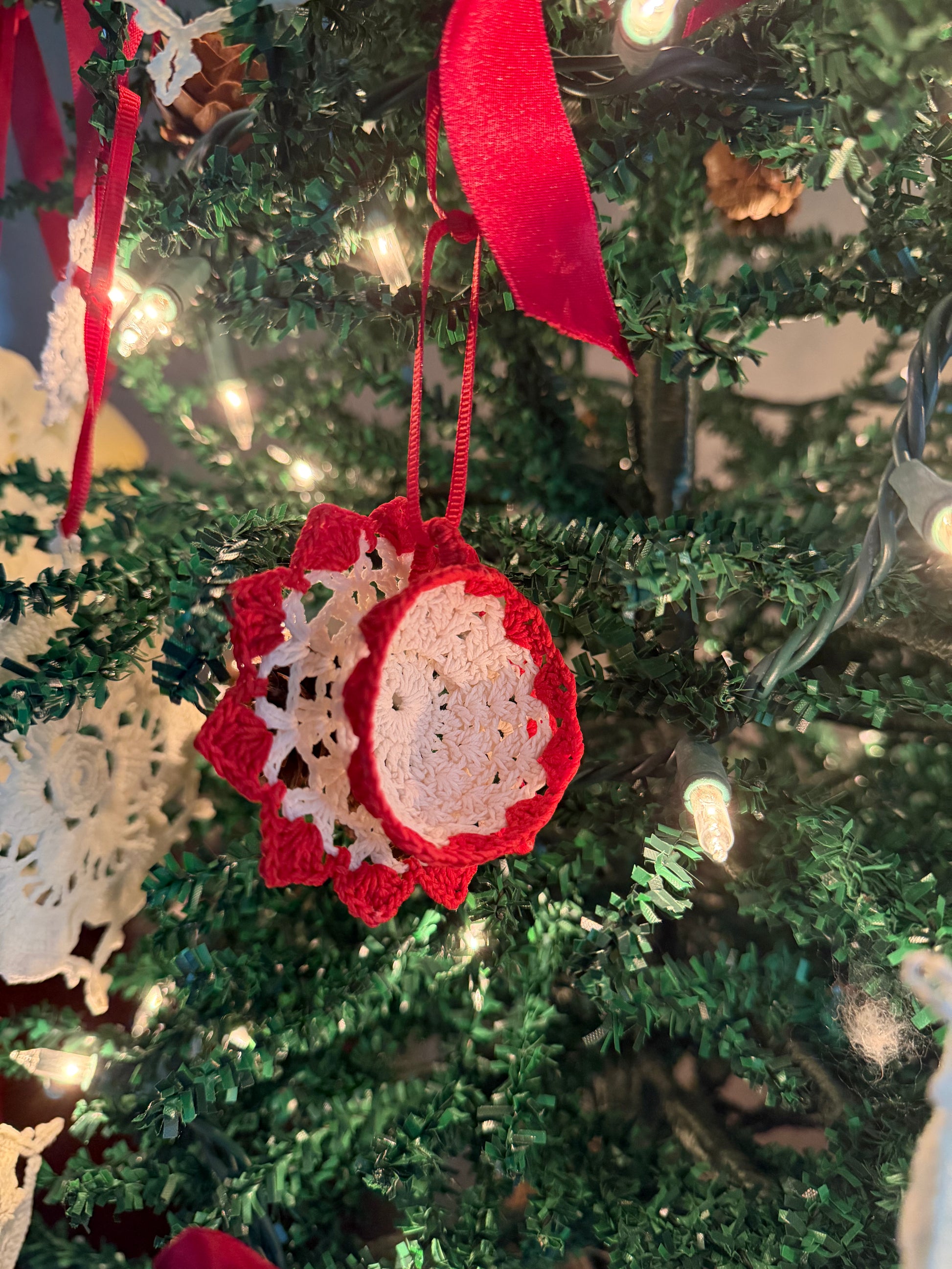 Sugar Starched Crocheted Tea-Cup Ornament