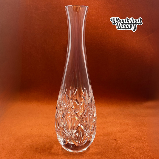 Tiffany & Co Sybil 8” cut lead crystal bud vase, vintage collectible Tiffany vase