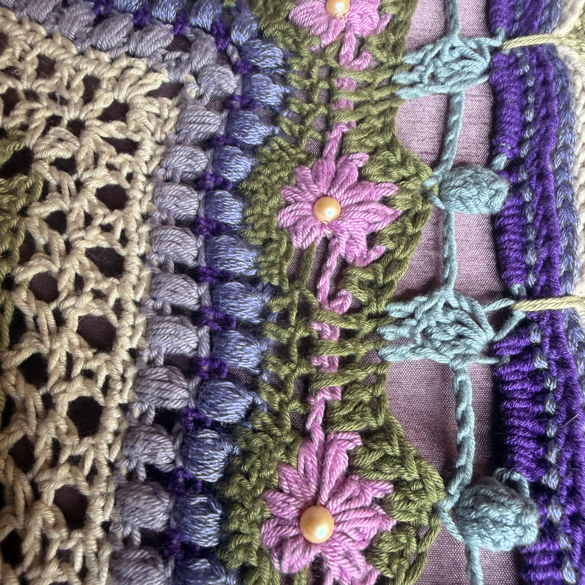 Twilight Walks Crochet Shawl with Pearls